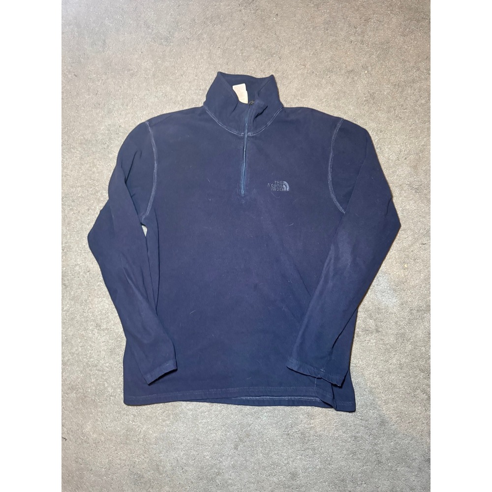 The North Face Mens TKA 100 Quarter Zip Fleece Pullover Navy Blue Medium